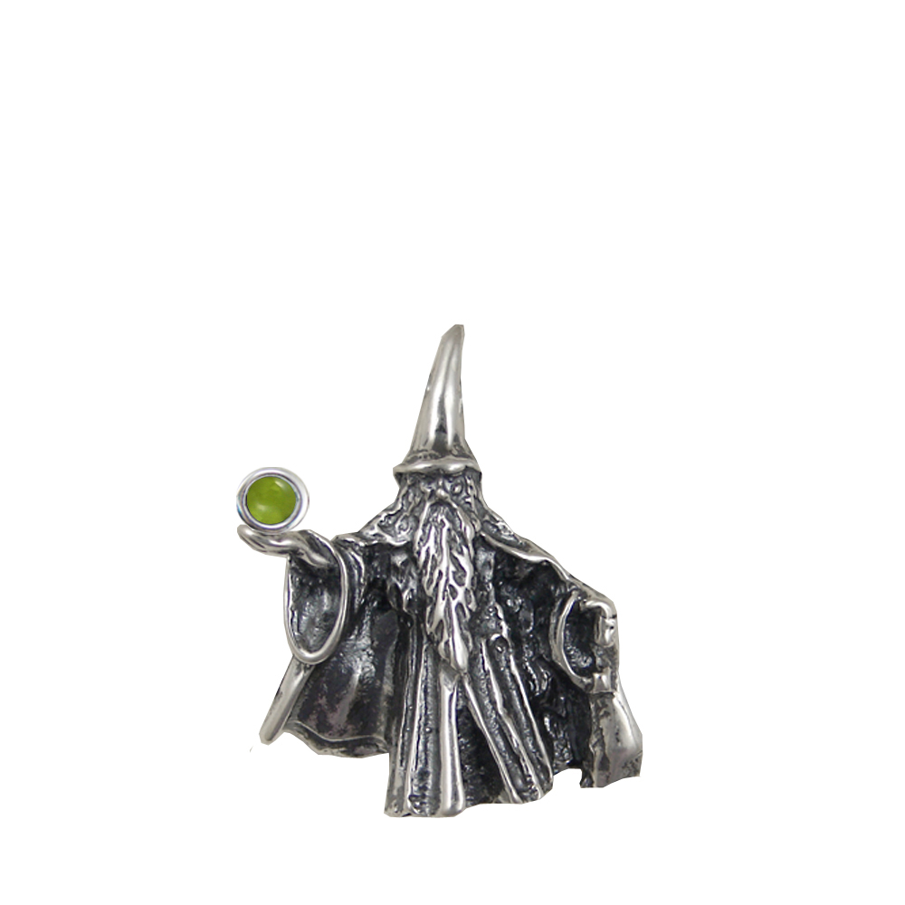 Sterling Silver Wizard of the North Pendant Holding Peridot Magic Orb